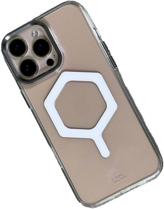 LZEL iPhone 16 Pro Max Mag Octa Shield Clear Case | White LZEL iPhone 16 Pro Max Mag Octa Shield Clear Case | White